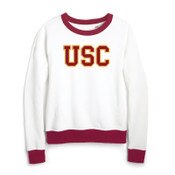 USC Trojans Women's League White Block Chelsea Camp Crew Top